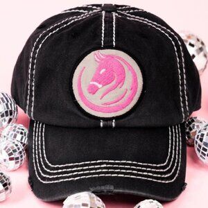 KBETHOS Horse Head Black Distressed Baseball Cap Hat NWT